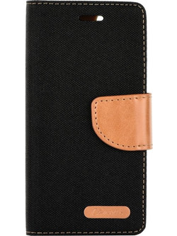 Θήκη iPhone 6 / 6s Plus Canvas Wallet Case Πορτοφόλι με δυνατότητα Stand -Μαύρο Καφέ