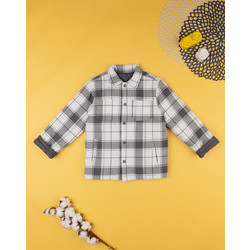 παιδικό overshirt καρό γκρι/λευκό για αγόρι
