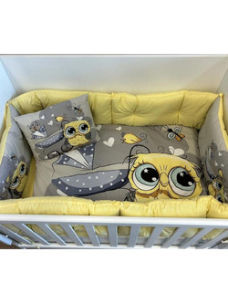 Dizain Baby Mammy Boo Σετ Κούνιας 70x140cm Yellow/Grey 8τμχ