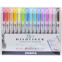 Σετ Μαρκαδόρων Zebra Midliner Creative Double-Ended Soft-Mild Colors 15 τμχ ZB-78115