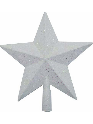 Κορυφή Δέντρου Πλαστική Με Glitter Λευκή - Σετ 6τμχ. (20εκ.) 57350