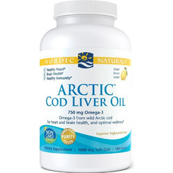 Nordic Naturals Arctic Cod Liver Oil Lemon Μουρουνέλαιο 180 Μαλακές Κάψουλες