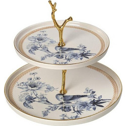 Silk Κεραμική Εταζέρα 2 Ορόφων Μπλε O26xY25cm