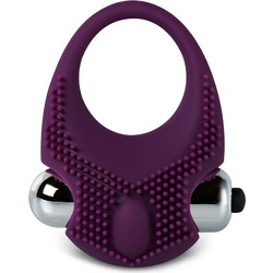 Purple Color Silicone Vibrating Cock Ring with Clitoral Stimulat
