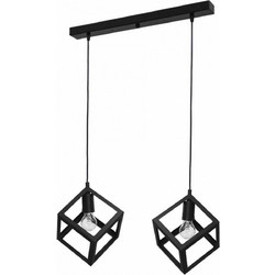 Heronia Lighting Kyvos 2/L Κρεμαστό Φωτιστικό Οροφής Ράγα Δίφωτο E27 Μαύρο 34-0054