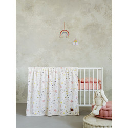 Nima Bebe Baby Rainbows Κουβέρτα Βελουτέ Κούνιας 110x150 Λευκή Ροζ