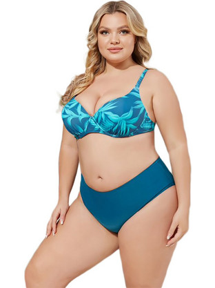 Μαγιό Μπικίνι με Φλοράλ Σχέδιο στο Τοπ Plus Size