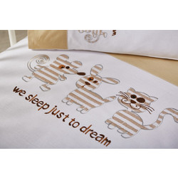 WhiteEgg Cats 03 Σετ Βρεφικά Σεντόνια Κούνιας Βαμβακερά 135x160 Beige