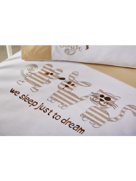 WhiteEgg Cats 03 Σετ Βρεφικά Σεντόνια Κούνιας Βαμβακερά 135x160 Beige