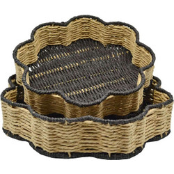 Διακοσμητικοί Δίσκοι (Σετ 2Τμχ) 834549 30x7/35x7cm Natural-Black Ankor Σχοινί