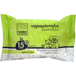 Μαντηλάκια Καθαρισμού Madpet 15τμχ με Άρωμα Πράσινο Μήλο