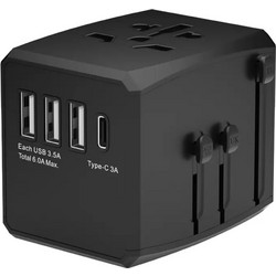 Techsuit - Προσαρμογέας Ταξιδιού (HHT904) - PD30W, 3 x USB, Type-C, EU, UK, AUS, US - Μαύρο