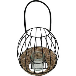 Φανάρι με λαβή ψάθινο l μαύρο 23cm Espiel LUG120