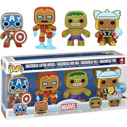 Funko Pop! Gingerbread Captain America, Gingerbread Iron Man, Gingerbread Hulk, Gingerbread Thor 4-Pack Marvel Special Edition