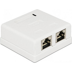 POWERTECH επιτοίχια πρίζα δικτύου CAB-N130, 2 θυρών, Cat.6 UTP, λευκή CAB-N130