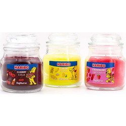 Σετ 3 αρωματικών κεριών - Haribo Lemon Fruits, Cherry Cola, Strawberry Happiness 3 x 85 γραμ