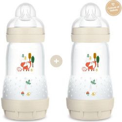 Mam Easy Start Σετ Πλαστικά Μπιμπερό με Θηλή Σιλικόνης κατά των Κολικών 2m+ Fox & Hedgehog 2x260ml