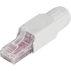 Field assembly Cat.6A RJ45 plug, toolless termination, one-piece type