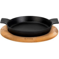 Cast iron σαγάνι σερβιρίσματος μαύρο με ξύλινη βάση φ18cm 18mm σμάλτο 1 στρώσεως 1 ψήσιμο 1 6kg LAVA c477513