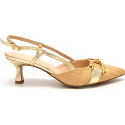 Seven B0379-311B Γόβες Slingback με Λεπτό Χαμηλό Τακούνι Μπεζ Χρυσές S485L93134A7
