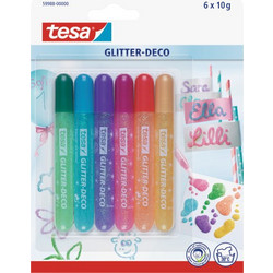 TESA 5998800000 GlitzerSet Blau Grn Orange Pink Violett Gelb 6 Farben JungeMdchen Sichtverpackung 6 Stck(e) (59988)
