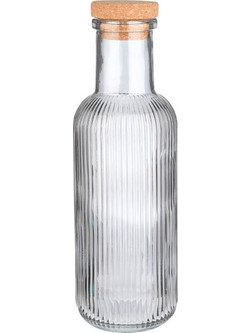 Estia Μπουκαλι Γυαλινο 1000ml Αναγλυφο με Φελλο Διαφανο