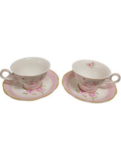 Karvounis Bros Pink Roses Σετ Φλιτζάνια Τσαγιού Πορσελάνης 8.5x15cm 2τεμ. 2686