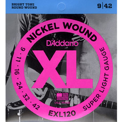 D'Addario EXL120 Σετ 6 Χορδές Ηλεκτρικής Κιθάρας Nickel Plated Steel 9-42" Extra Light Tension