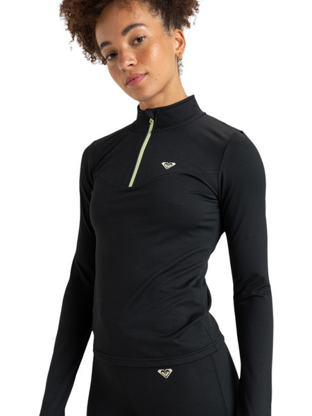 ROXY W WAVES OF WARMTH ZIP-UP LS T-SHIRT - ERJKT04181-KVJ0 BLACK