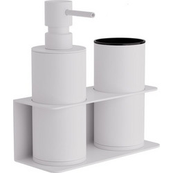 Επιτοίχια Dispenser & Ποτηροθήκη - Matt White, Pam & Co, W17 x D7 x H19 (cm) 80-033