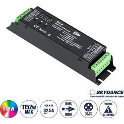 70669 D4-P SKYDANCE DC DMX & RDM Dimmer High Speed Controller / Decoder 4 Καναλιών DC 12-48V 4 x 8A 384W - Max 32.5A 1152W - IP20 Μ17.5 x Π4.5 x Υ2.8cm