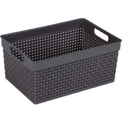 Πλαστικό Καλαθάκι Rattan 30x21x14cm Ανθρακί