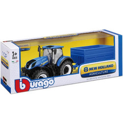 Bburago New Holland Farm Tractor with Hay Trailer 18-44060