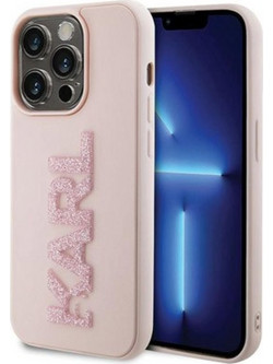 Karl Lagerfeld 3D Logo Glitter Back Cover Θήκη για iPhone 15 Pro Max Ροζ