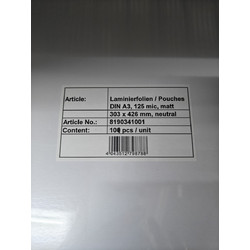 ΖΕΛΑΤΙΝΕΣ - ΔΙΦΥΛΛΑ Πλαστικοποίησης MONOLITH 8190341001-10 A3 125 micron ΜΑΤ (ΔΕΝ ΓΥΑΛΙΖΕΙ) 10 ΤΕΜ