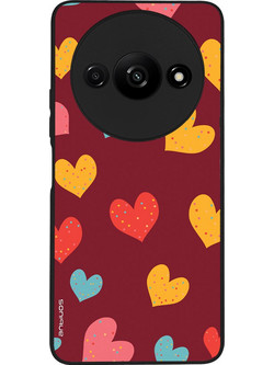 Sonique Heart Series Back Cover Burgundy (Xiaomi Redmi A3 / Redmi A3x)
