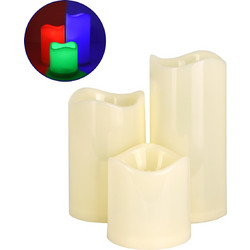 GloboStar(R) 79553 ΣΕΤ 3 Διακοσμητικών Realistic Κεριών με LED - Μπαταρίας & Ασύρματο Χειριστήριο IR Πολύχρωμα RGB Dimmable