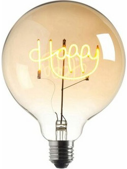 Διακοσμητική LED Λάμπα Filament E27 4W 220V 250LM 1800K Φυσικό Λευκό με Επιγραφή Happy