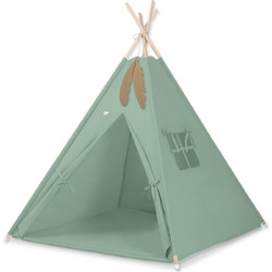MINI Set: Teepees tent+play mat + decorative feathers- pastel green