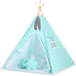 MINI Set: Teepees tent+play mat + decorative feathers- Marocco mint