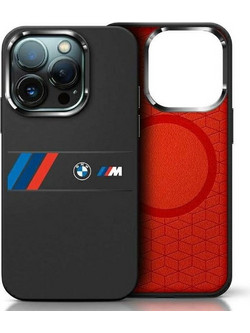 BMW Silicone Middle Stripe MagSafe Case for iPhone 16 Pro Max - Black