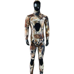 Xifias Sub Open Cell Brown Camo Ολόσωμη Στολή Κατάδυσης Ξυρισμένη Neoprene με Επιστήθιο για Ψαροντούφεκο 5mm