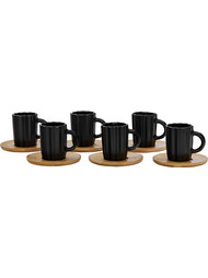 LIBERTA CACTUS ΚΟΥΠΑ ESPRESSO SET 6ΤΜΧ 27x22x6cm ΠΟΡΣΕΛΑΝΗ ΜΑΥΡΟ ΦΥΣΙΚΟ BAMBOO