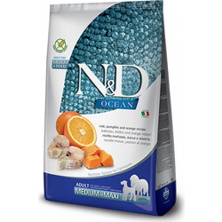 Farmina N&D Ocean Grain Free Medium & Maxi Adult with Cod, Pumpkin & Orange 12kg