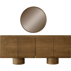 Artekko Asos Καφέ Μπουφές MDF (200x45x87)cm με Καθρέπτη (81x81x5)cm 2pcs