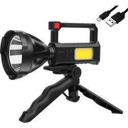 Φακός LED Επαναφορτιζόμενος USB με Λαβή &amp Τρίποδο 1200mAh 8.8x8.8x19.6cm