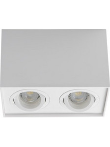Avide Φωτιστικό Οροφής GU10 Spot Light Τετράγωνο Λευκό Περιστρεφόμενο Διπλό