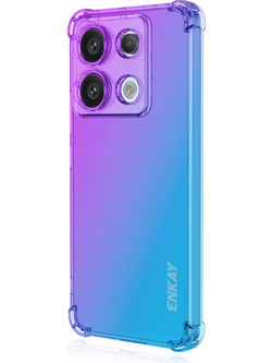 Θήκη Xiaomi Redmi Note 14S ENKAY Silicone Sockproof Anti-Slip Color Transparent Πλάτη TPU μπλε / μωβ