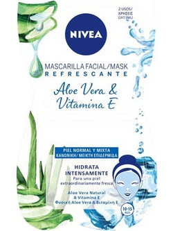 Nivea Aloe Vera & Vitamin E Sheet Μάσκα Προσώπου για Ενυδάτωση με Αλόη 2x7.5ml