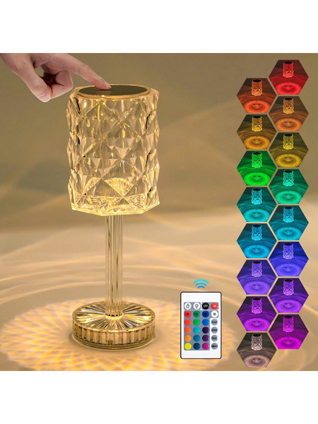 LED Φωτιστικό Επαναφορτιζόμενο RGB Επιτραπέζιο Crystal Lamp με Τηλεχειριστήριο Aigostar Διάφανο